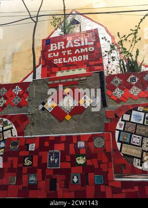 Rio de Janeiro - Brasilien - Juli 30 2019 - die bunte Treppe Selaron, i Rio de Janeiro Favela Stockfoto