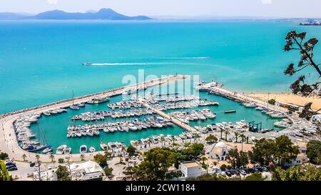 Hafen von Sidi Bou Said, Tunesien. Stockfoto