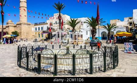 Brunnen auf dem Platz in Medina von Sousse. Tunesien Stockfoto