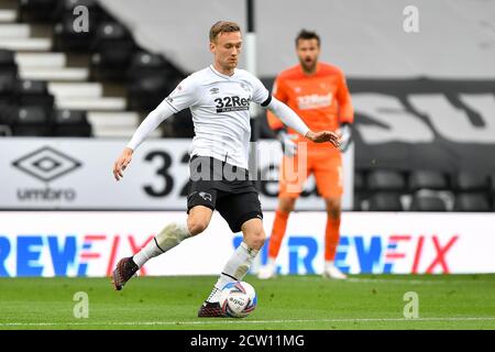 DERBY, ENGLAND. 26. SEPTEMBER 2020 Mike te Wierik von Derby County während des Sky Bet Championship Matches zwischen Derby County und Blackburn Rovers im Pride Park, Derby am Samstag, 26. September 2020. (Kredit: Jon Hobley - MI News) Kredit: MI Nachrichten & Sport /Alamy Live Nachrichten Stockfoto