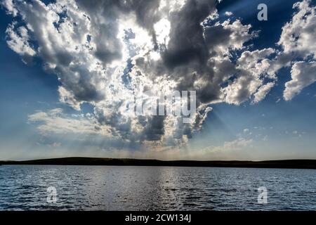 Lake of Monks (lac des moines) in Aubrac Region, Aveyron Department, Occitanie, Frankreich Stockfoto