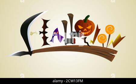 Kreatives halloween Banner für Emblem, Partyeinladungen und zur Gestaltung von Webseiten. Stock Vektor