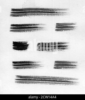 Gemalte Aquarell kreative Striche Grunge auf weißem Papier gesetzt Stockfoto