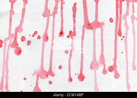 Handbemalte Aquarell fallen Flüssigkeit Tropfen Textur isoliert auf weißem Hintergrund. Stockfoto