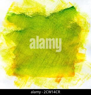 Grüner Aquarell gebürsteter Hintergrund auf weißem Papier Stockfoto