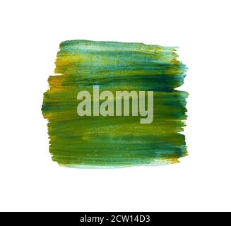 Grün Aquarell Pinsel Strich Zeichnung Hintergrund auf weißem Papier Stockfoto