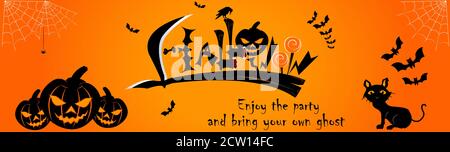 Halloween Kreativbanner für Website-Gestaltung, Party-Banner und für Einladungen Karten. Stock Vektor