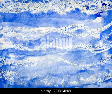 Abstrakt Aquarell blau gemalt Hintergrund Nahaufnahme Stockfoto