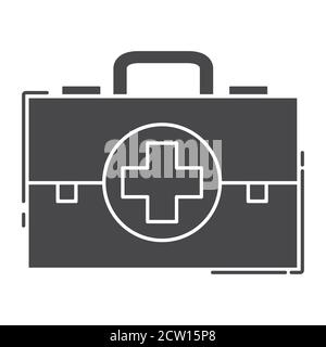 Schwarze Silhouette medizinische erste-Hilfe-Kasten-Symbol. Stock Vektor