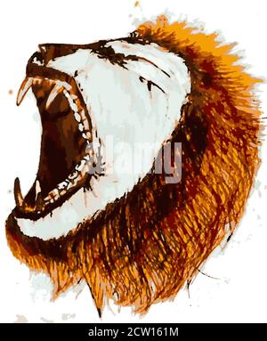 Lion Gesicht Illustration Zeichnung mit schwarzem Hintergrund. Das Bild kann für die Gestaltung der Website und Logo verwendet werden Stock Vektor