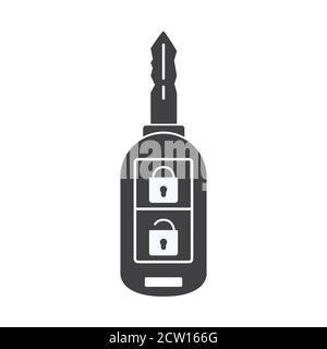 Schwarze Silhouette Auto Schlüssel. Flache Vektorgrafik. Stock Vektor