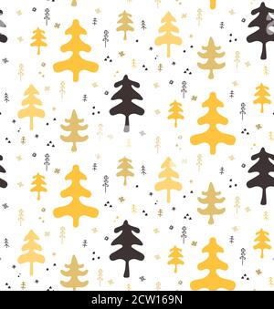 Winter Nahtloses Muster mit Weihnachtsbäumen im skandinavischen Stil. Stock Vektor