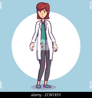 Frau Arzt in einer stehenden Pose. vektor-Illustration Stock Vektor
