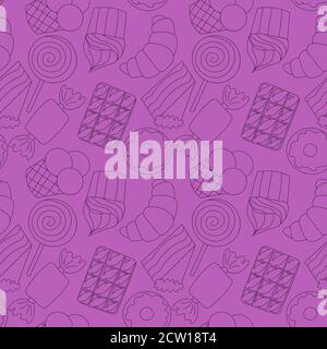 Nahtloses Vektor-Muster mit süßen leckeren Speisen Stock Vektor