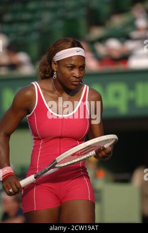 2005 - Serena Williams schlug Shahar Peer 6-3 6-3 in der Meerenge setzt an der Nasdaq-100 in Miami. Personen: Serena Williams Stockfoto