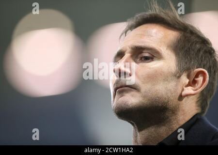 Chelsea-Manager Frank Lampard spricht nach dem Premier League-Spiel im Hawthorns, West Bromwich, mit den Medien. Stockfoto