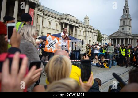 Gareth Icke bei der Freedom Rally, Trafalgar Square, London 26. September 2020 Foto Antonio Pagano/Alamy Stockfoto