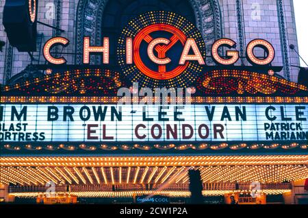 Chicago Theatre Neon Marquee, Chicago, Illinois, USA, John Margolies Roadside America Photograph Archive, 1970 Stockfoto