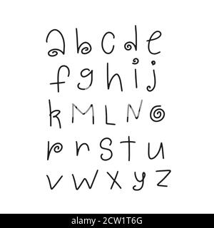 Handgezeichnete Schriftart im Comic-Stil. Vektor einfaches Alphabet. Stock Vektor