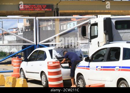 Vera Cruz, Brasilien. 26. Sep, 2020. Stundenanzeige für das Boarding. Ferrey lag noch eine halbe Stunde hinter dem Zeitplan. Kredit: Mauro Akiin Nassor/FotoArena/Alamy Live Nachrichten Stockfoto