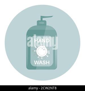 Hand Gel Flasche Vektor-Illustration auf einem grünen Hintergrund Stock Vektor