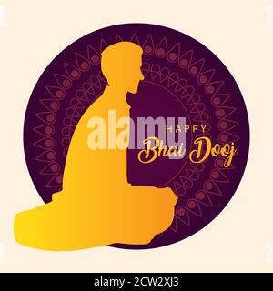 Happy bhai dooj mit indischen Mann Silhouette Design, Festival und Feier Thema Vektor Illustration Stock Vektor