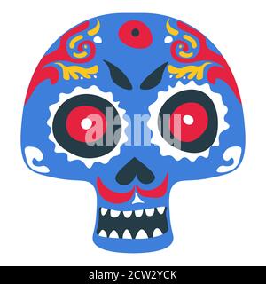 Totenkopf mit Zombie Make-up, Tag der Toten Stock Vektor