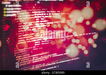 Nahaufnahme Entwicklung von Programmier- und Codierungstechnologien. Entwickler arbeiten an Websites Codes im Büro. Stockfoto