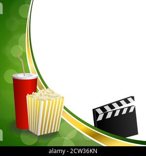 Hintergrund abstrakt grün Gold trinken Popcorn Film Klapper Board Rahmen Illustrationsvektor Stock Vektor