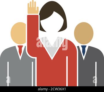 Abstimmung Dame mit Männer hinter Symbol. Flache Farbgestaltung. Vector Illustration. Stock Vektor