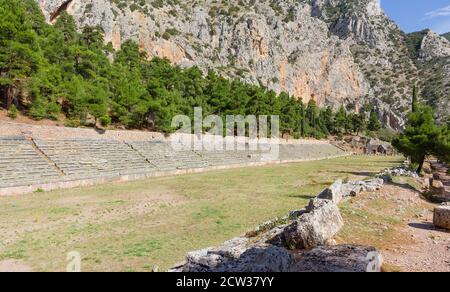 Altes Stadion von Delphi, Griechenland. Stockfoto