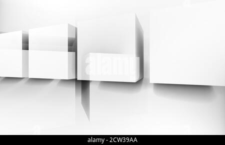 Abstrakter weißer Hintergrund mit minimalem geometrischen Muster. 3d-Rendering-Illustration Stockfoto