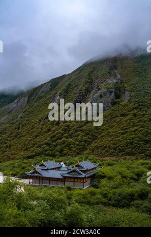 Huanglong Tempel, im Huanglong Tal, Sichuan, China. Stockfoto