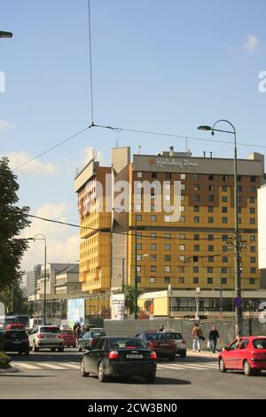 Presseschutzhaus in der Kriegszeit, Sarajevo Holiday Inn an der Sniper Alley, nach dem Krieg neu gestrichen Stockfoto