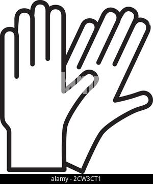 Persönliche Schutzausrüstung, persönliche Schutzausrüstung flache Vektor-Symbole und Symbole. Latexhandschuhe, Schutzhandschuhe. Umrisssymbole. Preventi Stock Vektor