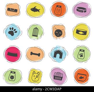 Waren für Haustiere Icon Set Stock Vektor
