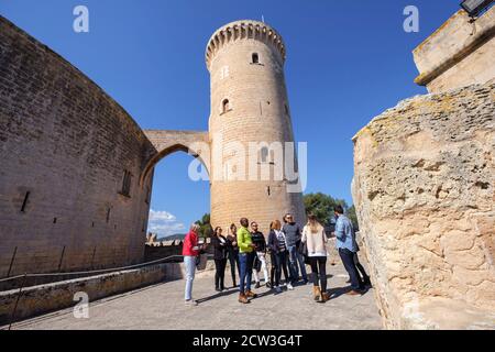 Torre del Homenaje, castillo de Bellver, siglo XIV, estilo gótico, Mallorca, balearen, Spanien Stockfoto