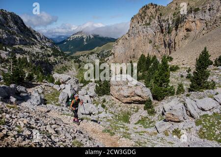 Foyas del Ingeniero, ruta de las Golondrinas, barranco de Petrechema, pirineos occidentales, , Huesca, Aragón, Spanien, Europa Stockfoto