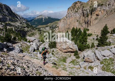 Foyas del Ingeniero, ruta de las Golondrinas, barranco de Petrechema, pirineos occidentales, , Huesca, Aragón, Spanien, Europa Stockfoto