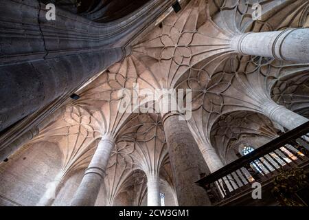 colegiata de Santa María del Mercado, Gótico-renacentista, construída entre 1526-1530, por el arquitecto Juan de Raines, Berlanga de Duero, Soria, c Stockfoto