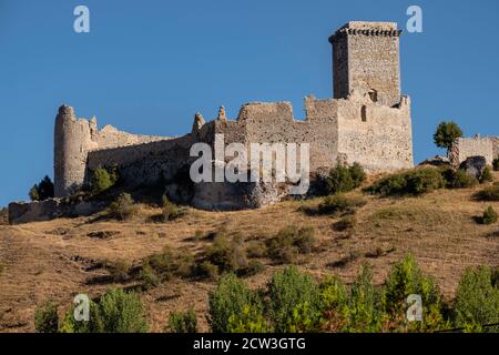 Castillo de Ucero, perteneció a la Orden del Temple, Siglos XIII y XIV, Soria, Comunidad Autónoma de Castilla, Spanien, Europa Stockfoto