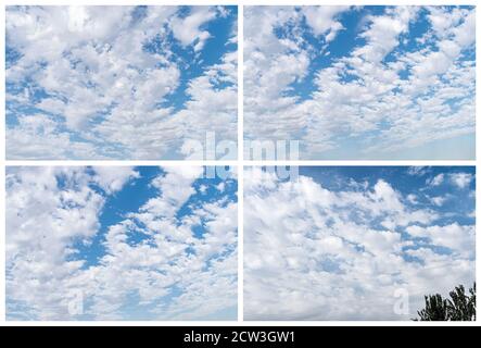 Sammlung von weißen Wolken auf einem blauen Hintergrund in der Tagsüber Stockfoto