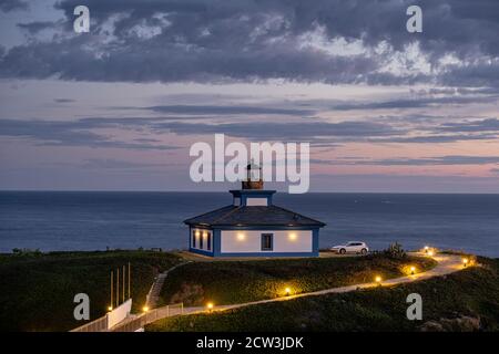 antiguo faro de Ribadeo, 1857, Isla Pancha (Illa Pancha) , Ribadeo, Lugo, Galicien, Spanien Stockfoto