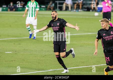 Karim Benzema von Real Madrid während der spanischen Meisterschaft La Liga Fußballspiel zwischen Real Betis Balompie und Real Madrid am 26. September 2020 Stockfoto