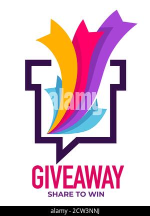 Give-away-Anteil, um Belohnung für Aktivitäten in sozialen Medien zu gewinnen Stock Vektor