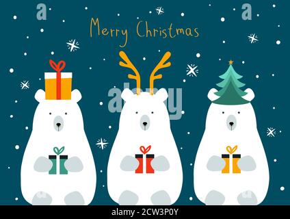 Frohe Weihnachtskarte mit Bären. Stock Vektor