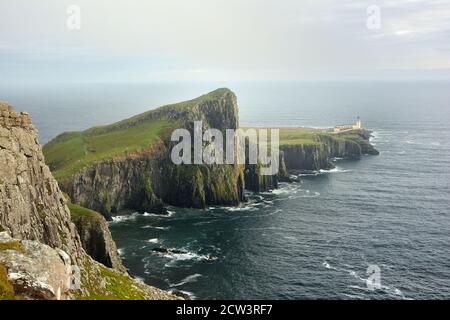 Neist Point Leuchtturm auf der Insel Skye, Schottland Stockfoto