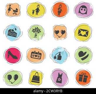 Mohter Tag Icon Set Stock Vektor