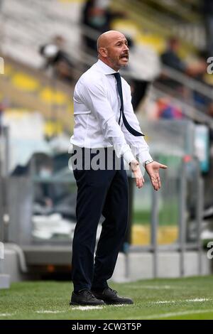 Cesena, Italien. September 2020. CESENA, ITALIEN - 27. September 2020: Vincenzo Italiano, Cheftrainer von Spezia Calcio, reagiert während der Serie A Fußballspiel zwischen Spezia Calcio und US Sassuolo. (Foto von Nicolò Campo/Sipa USA) Quelle: SIPA USA/Alamy Live News Stockfoto