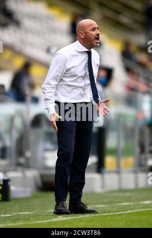 Cesena, Italien. September 2020. CESENA, ITALIEN - 27. September 2020: Vincenzo Italiano, Cheftrainer von Spezia Calcio, reagiert während der Serie A Fußballspiel zwischen Spezia Calcio und US Sassuolo. (Foto von Nicolò Campo/Sipa USA) Quelle: SIPA USA/Alamy Live News Stockfoto